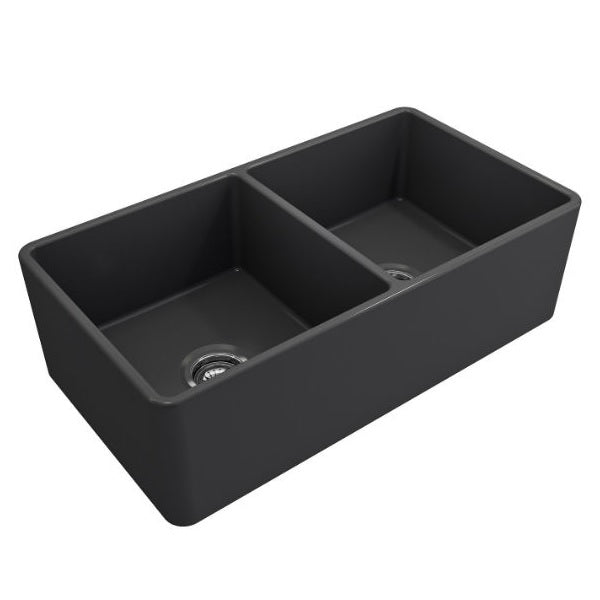 Crestwood CW-CL-332-DBL 33" Charcoal Classic Double Bowl Smooth Fireclay Farmhouse Sink - Annie & Oak