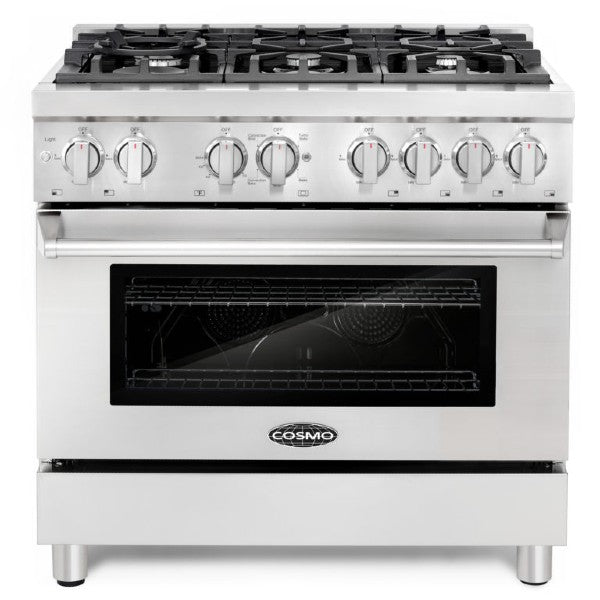 Cosmo COS-DFR366 36" Stainless Steel Professional Style Dual Fuel Freestanding Range