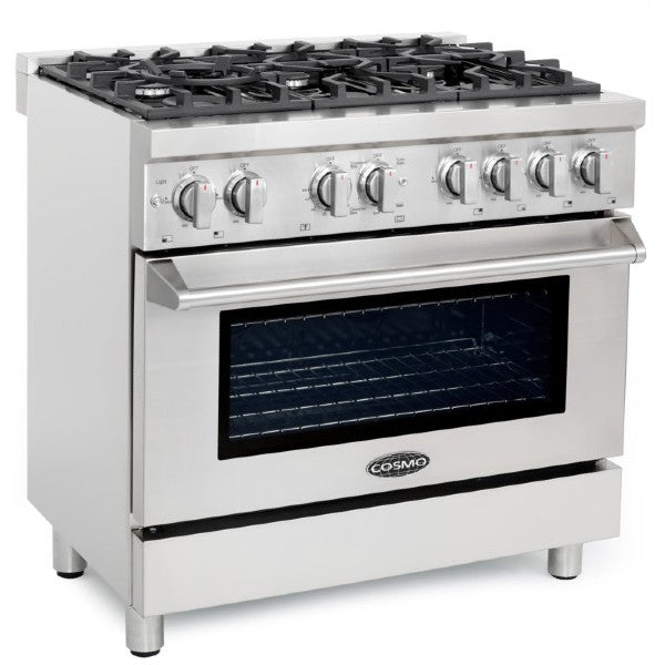 Cosmo COS-DFR366 36" Stainless Steel Professional Style Dual Fuel Freestanding Range