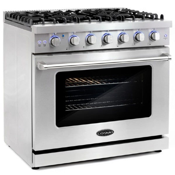 Cosmo COS-EPGR366 36" Stainless Steel Professional Style Freestanding Gas Range