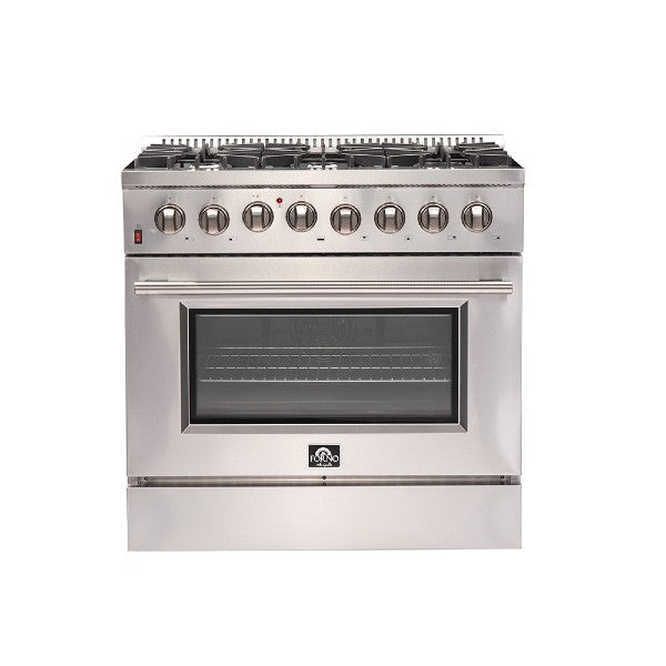 Forno Galiano 36" Stainless Steel Professional Freestanding Dual Fuel Electric Oven and Gas Range