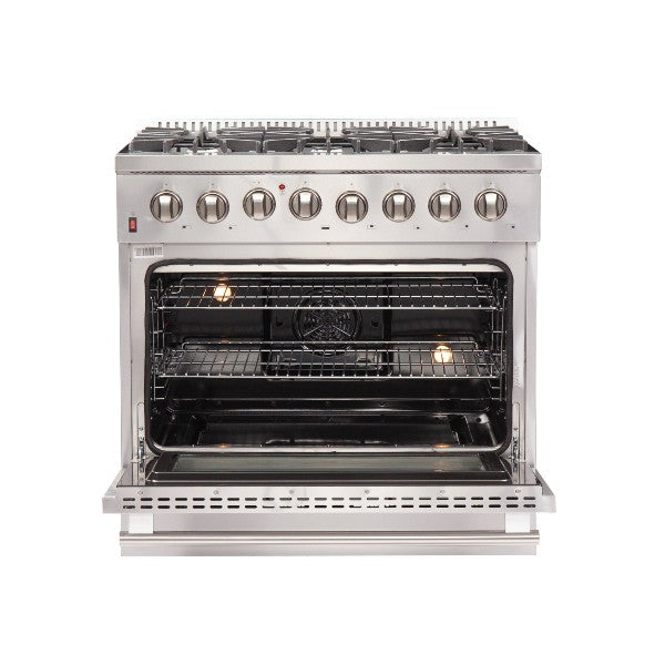Forno Galiano 36" Stainless Steel Professional Freestanding Dual Fuel Electric Oven and Gas Range