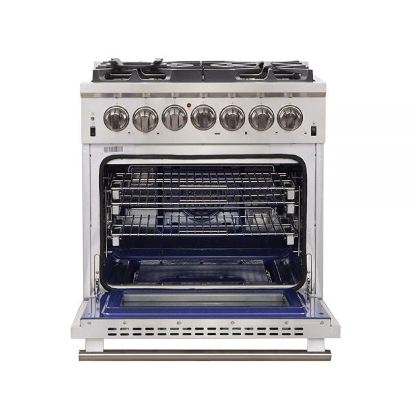Forno Capriasca 30" Stainless Steel Professional Freestanding Dual Fuel Range