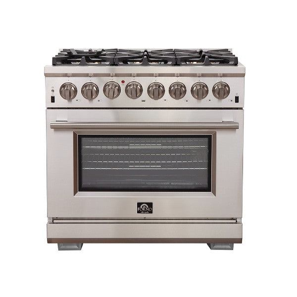 Forno Capriasca 36" Stainless Steel Professional Dual Fuel Freestanding Gas Range