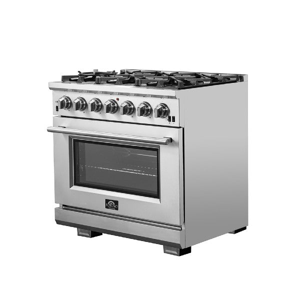 Forno Capriasca 36” Stainless Steel Professional 6 Burners Freestanding Gas Range