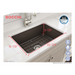 BOCCHI Sotto 27 Brown Fireclay Single Undermount Kitchen Sink  w/ Grid