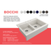 BOCCHI Nuova 34" Biscuit Double Bowl Fireclay Drop-In Sink w/ Grids and Strainers