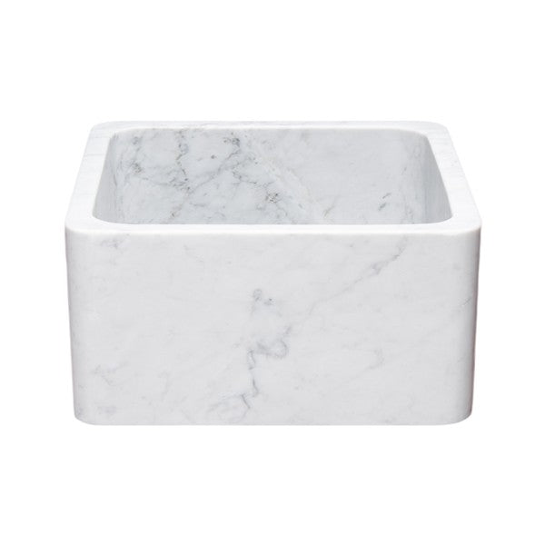 Allstone KF171710-CW 17" Carrara White Single Bowl Straight Front Stone Farmhouse Sink