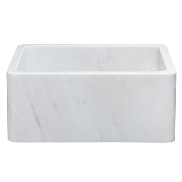 Allstone KF242010 24" Carrara White Straight Front Single Bowl Stone Farmhouse Sink
