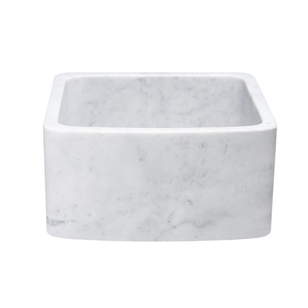 Allstone KFCF171810-CW 17" Carrara White Curved Single Bowl Stone Farmhouse Sink
