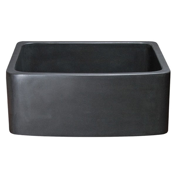 Allstone KFCF242110 24" Black Basalt Curved Front Single Bowl Stone Farmhouse Sink
