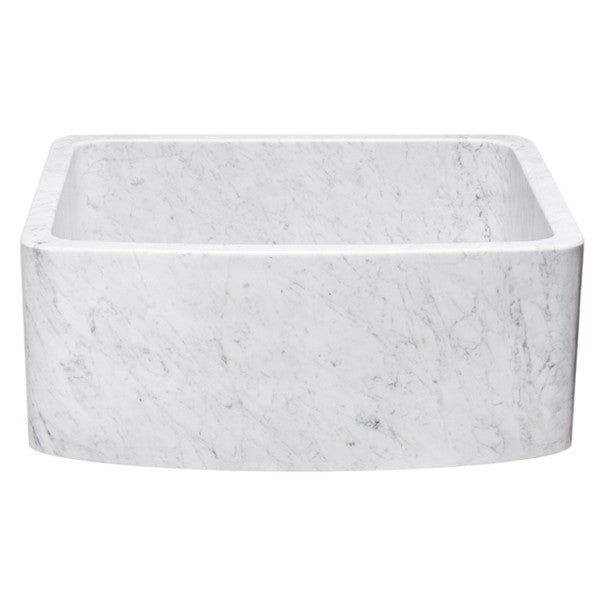 Allstone KFCF242110 24" Carrara White Curved Front Single Bowl Stone Farmhouse Sink