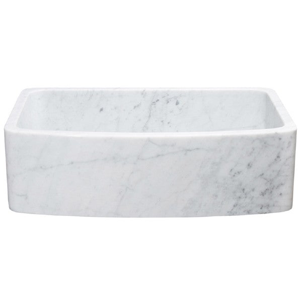 Allstone KFCF332210SB 33" Carrara White Curved Single Bowl Stone Farmhouse Sink