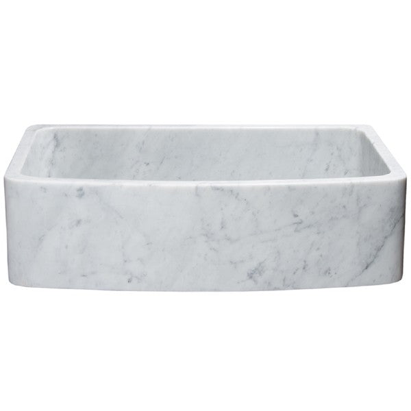 Allstone KFCF362210SB-NLP 36" Carrara White Curved Single Bowl Stone Farmhouse Sink
