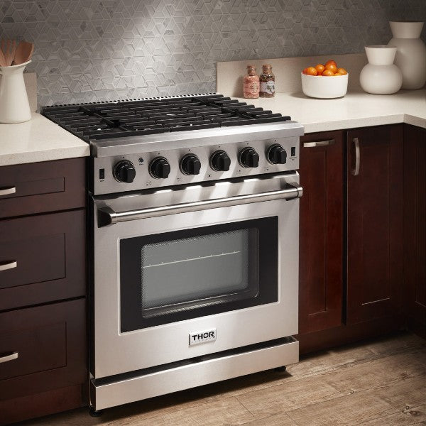 Thor Kitchen LRG3001U 30" Stainless Steel 5 Burner Freestanding Gas Range