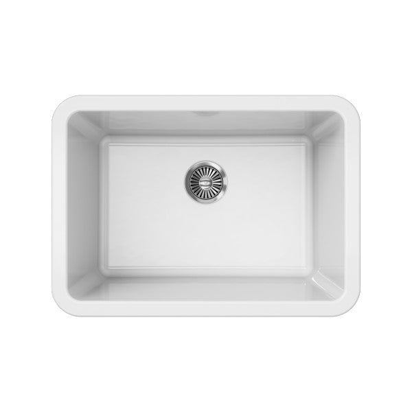 Latoscana LUM2719W 27" White Single Bowl Fireclay Drop-in or Undermount Sink