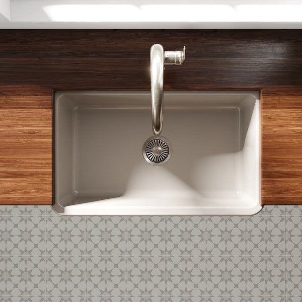 Latoscana LFS3018F 30" Silver Reversible Smooth or Fluted Fireclay Farmhouse Sink
