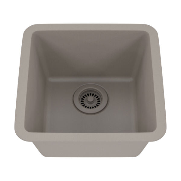Lexicon Platinum 15" Concrete Quartz Single Composite Sink w/ Grid LP-1515 - Annie & Oak