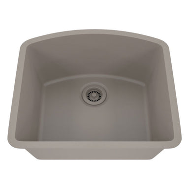 Lexicon Platinum 23" Concrete Quartz Single Bowl Composite Sink w/ Grid LP-2321D - Annie & Oak