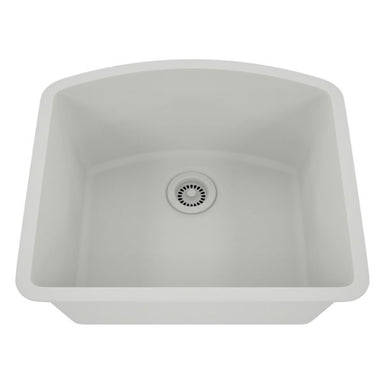 Lexicon Platinum 23" White Quartz Single Bowl Composite Sink w/ Grid LP-2321D - Annie & Oak