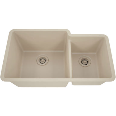 Lexicon Platinum 32" Beige Quartz Double Bowl Composite Sink w/ Grid LP-6040 - Annie & Oak
