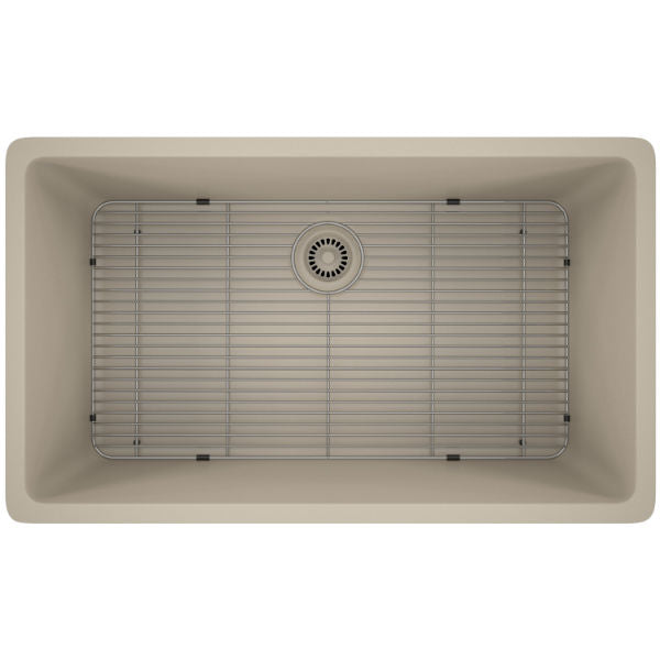 Lexicon Platinum 32" Beige Quartz Single Bowl Composite Sink w/ Grid LP-1000 - Annie & Oak