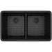 Lexicon Platinum 32" Black Quartz Double Bowl Composite Sink with Strainer LP-5050 - Annie & Oak