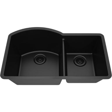 Lexicon Platinum 32" Black Quartz Double Composite Sink w/ Grid LP-7030 - Annie & Oak