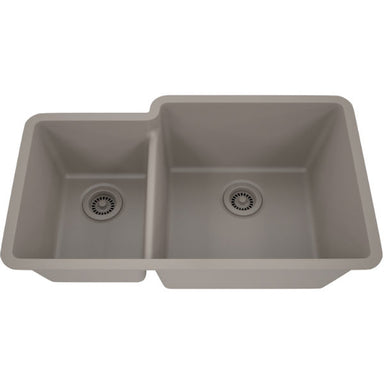 Lexicon Platinum 32" Concrete Quartz Double Bowl Composite Sink w/ Grid LP-4060 - Annie & Oak