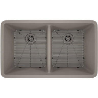 Lexicon Platinum 32" Concrete Quartz Double Bowl Composite Sink with Strainer LP-5050 - Annie & Oak