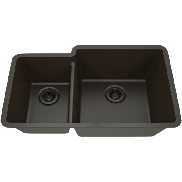 Lexicon Platinum 32" Mocha Quartz Double Bowl Composite Sink w/ Grid LP-4060 - Annie & Oak