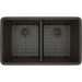 Lexicon Platinum 32" Mocha Quartz Double Bowl Composite Sink with Strainer LP-5050 - Annie & Oak