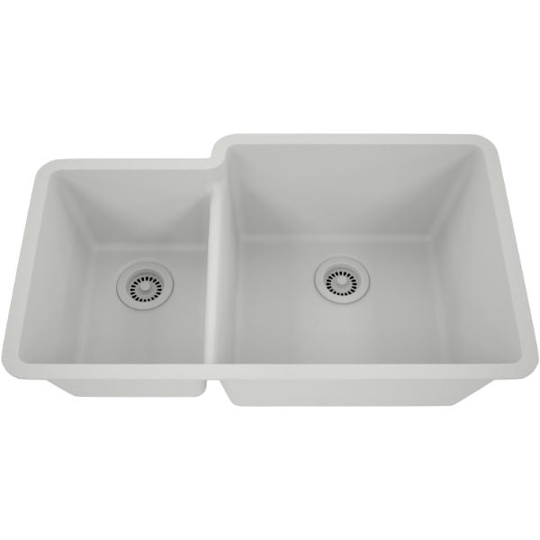 Lexicon Platinum 32" White Quartz Double Bowl Composite Sink w/ Grid LP-4060 - Annie & Oak