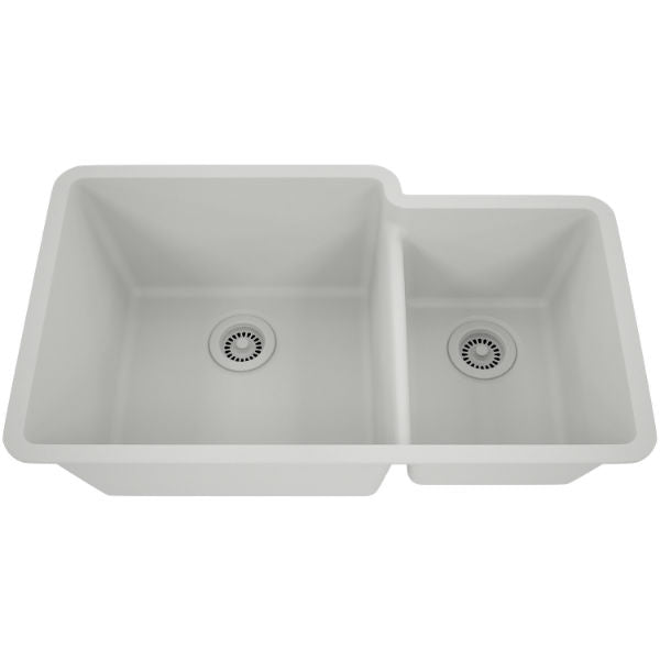 Lexicon Platinum 32" White Quartz Double Bowl Composite Sink w/ Grid LP-6040 - Annie & Oak