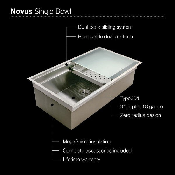 Houzer Novus NVS-5200 32" Stainless Steel Single Bowl Undermount Kitchen Sink