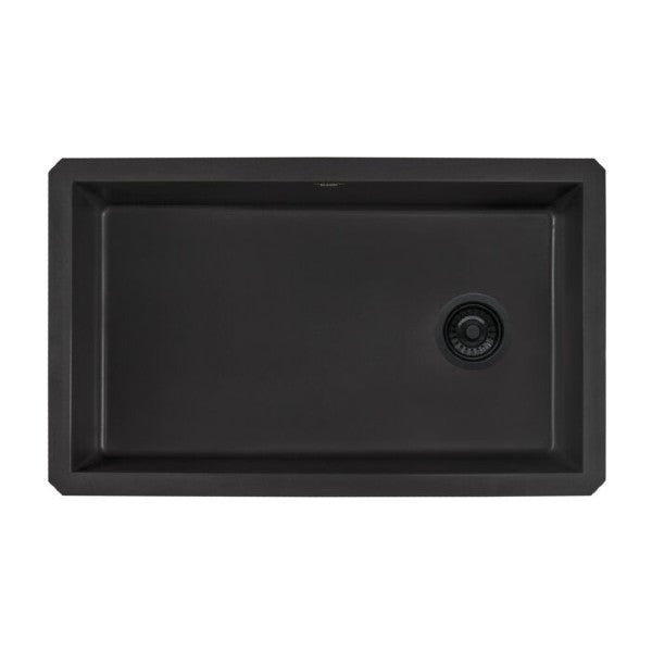 Ruvati epiGranite RVG2033BK 32" Midnight Black Single Bowl Granite Composite Undermount Sink