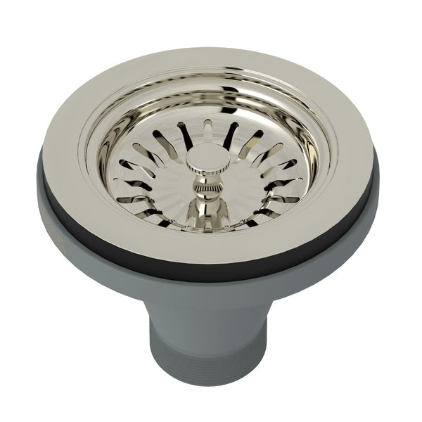 Rohl 735 3 1/2" Polished Nickel Manual Basket Strainer Without Remote Pop-Up - Annie & Oak