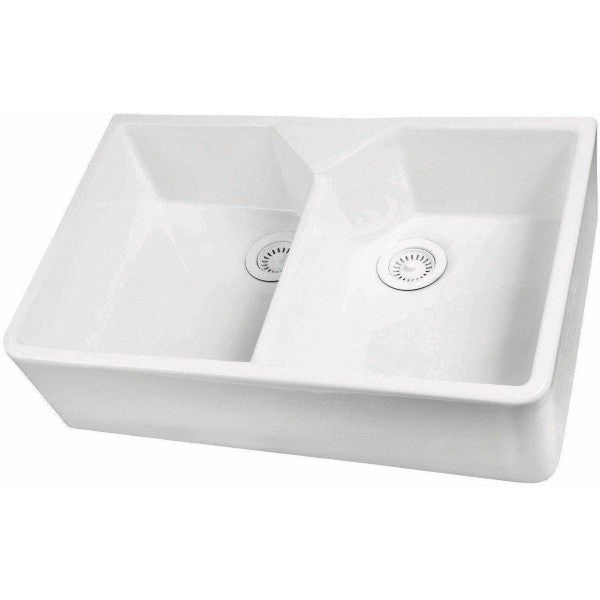 Barclay FS31 Jolie 31" White Fireclay Double Bowl Apron Front Farmhouse Sink
