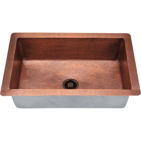 Polaris P409 25" Hammered Copper Single Basin Undermount Kitchen Sink - Annie & Oak